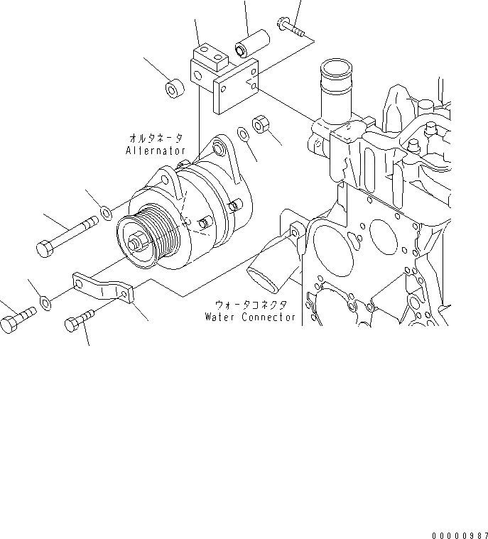 Схема запчастей Komatsu SA6D102E-2-B - КРЕПЛЕНИЕ ГЕНЕРАТОРА ДВИГАТЕЛЬ