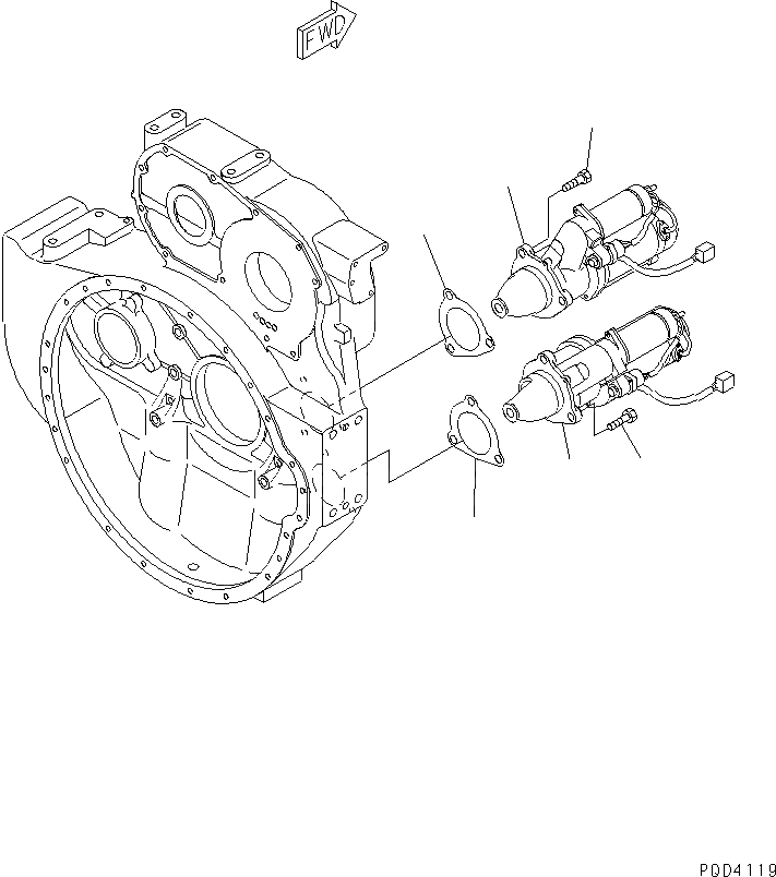 Схема запчастей Komatsu SA6D140-2D-5G - КРЕПЛЕНИЕ СТАРТЕРА (KW) (МОРОЗОУСТОЙЧИВ. СПЕЦИФИКАЦИЯ)(№987-) ДВИГАТЕЛЬ