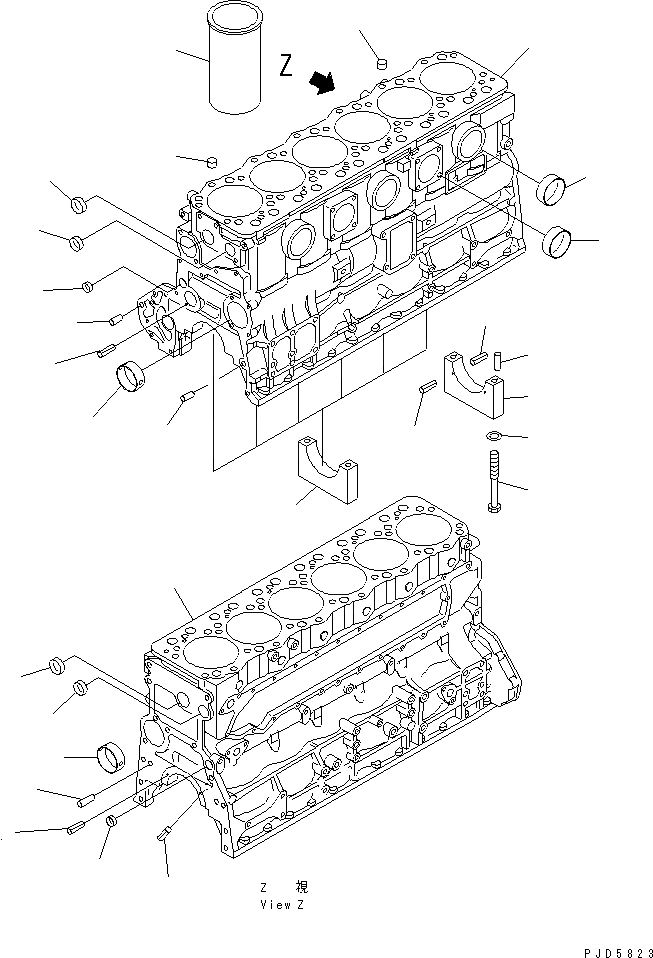 Схема запчастей Komatsu SA6D108-1A-7 - БЛОК ЦИЛИНДРОВ(№9-) ДВИГАТЕЛЬ