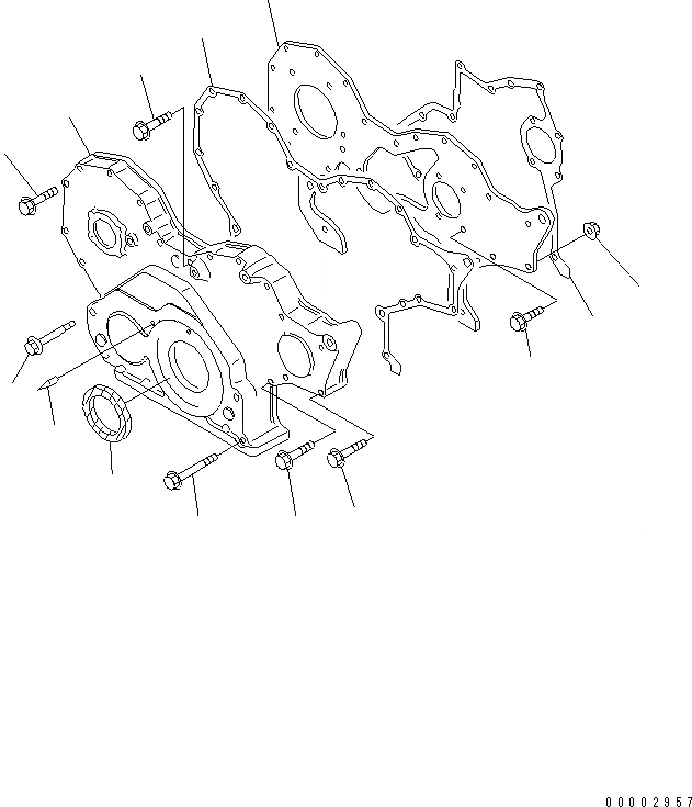 Схема запчастей Komatsu SA6D108-1A-7 - ПЕРЕДН. COVER(№-) ДВИГАТЕЛЬ