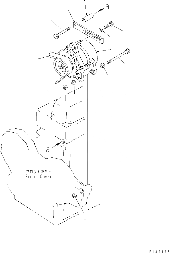 Схема запчастей Komatsu SA6D108-1A-7C - КРЕПЛЕНИЕ ГЕНЕРАТОРА (A) ДВИГАТЕЛЬ