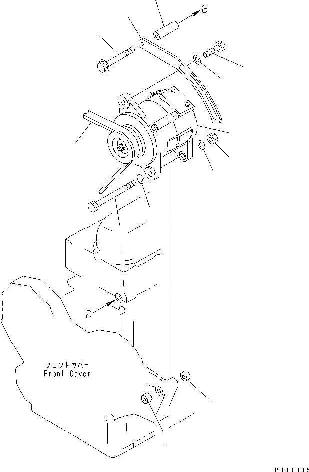 Схема запчастей Komatsu SA6D108-1A-7T - КРЕПЛЕНИЕ ГЕНЕРАТОРА (A) ДВИГАТЕЛЬ