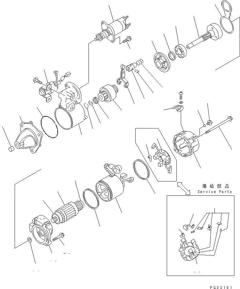 Схема запчастей Komatsu SA6D108-1G-7 - СТАРТЕР (7.KW) (ВНУТР. ЧАСТИ)(№8-77) ДВИГАТЕЛЬ