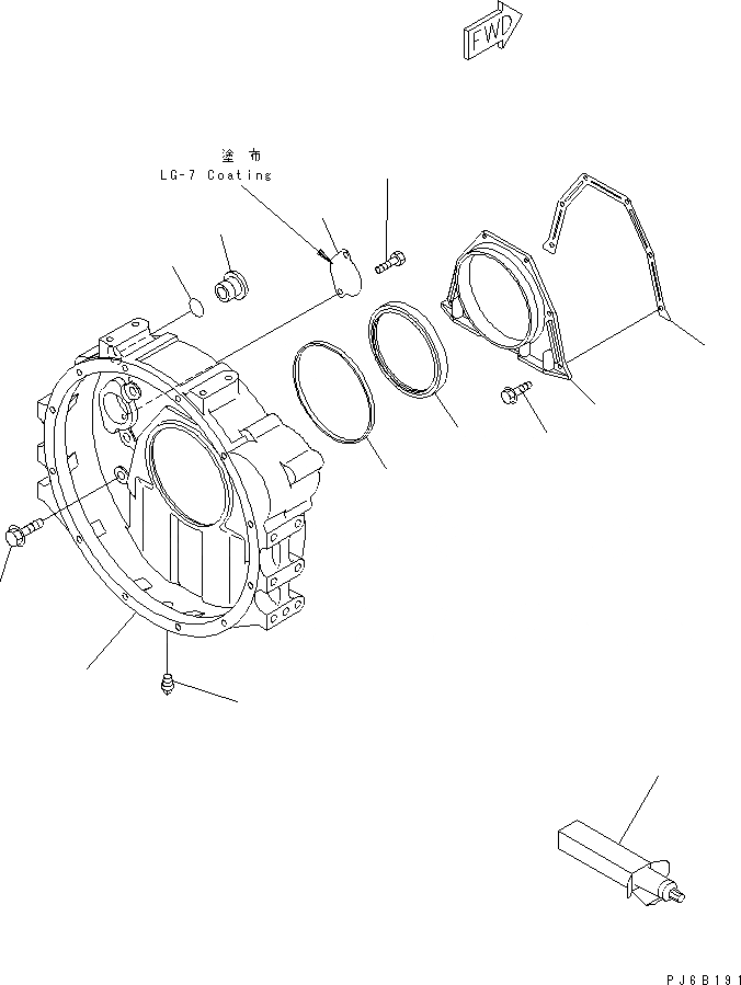 Схема запчастей Komatsu SA6D102E-1C-7Z - КАРТЕР МАХОВИКА(№-) ДВИГАТЕЛЬ