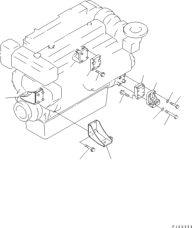 Схема запчастей Komatsu SA6D108-1J - КРЕПЛЕНИЕ ДВИГАТЕЛЯ ДВИГАТЕЛЬ