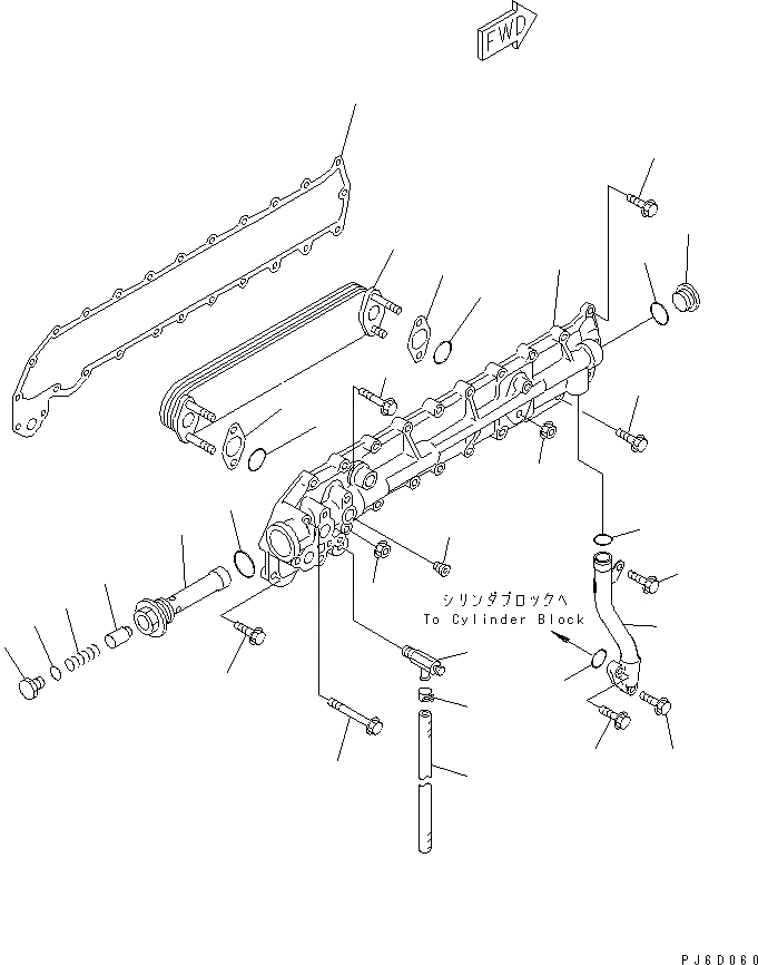 Схема запчастей Komatsu SA6D108-1J - МАСЛООХЛАДИТЕЛЬ ДВИГАТЕЛЬ