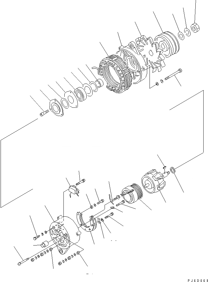 Схема запчастей Komatsu SA6D108-1J - ГЕНЕРАТОР (A) (ВНУТР. ЧАСТИ) ДВИГАТЕЛЬ