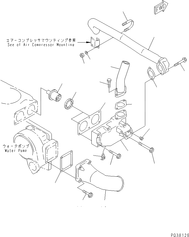 Схема запчастей Komatsu SA6D140-1FF-G - ТЕРМОСТАТ И ТРУБЫ(№8-) ДВИГАТЕЛЬ