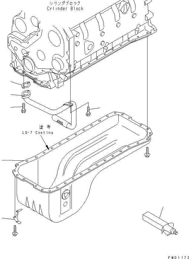 Схема запчастей Komatsu SA6D102E-1B-7 - МАСЛЯНЫЙ ПОДДОН И ВСАСЫВАЮЩИЙ ПАТРУБОК(№7-7) ДВИГАТЕЛЬ