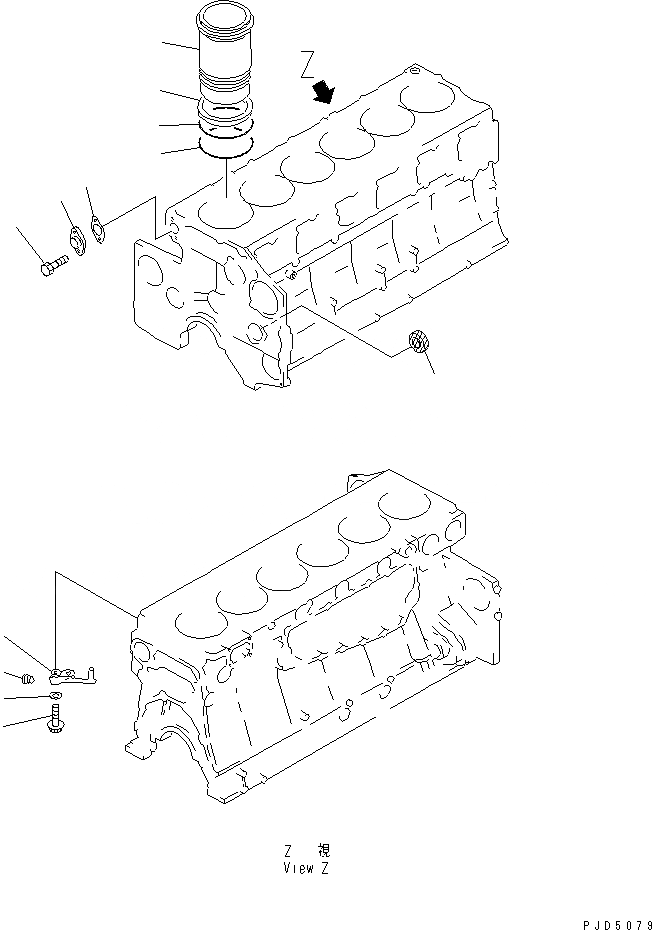 Схема запчастей Komatsu SA6D140E-2A-7D - БЛОК ЦИЛИНДРОВ (/)(№-) ДВИГАТЕЛЬ