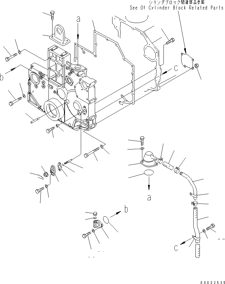 Схема запчастей Komatsu SA6D140E-2A-7D - ПЕРЕДН. КРЫШКАКРЕПЛЕНИЕ И САПУН(№7-) ДВИГАТЕЛЬ