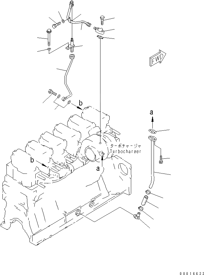 Схема запчастей Komatsu SA6D140-1B-G - МАСЛОПРОВОДЯЩИЕ ТРУБКИ ТУРБОНАГНЕТАТЕЛЯ(№99-) ДВИГАТЕЛЬ