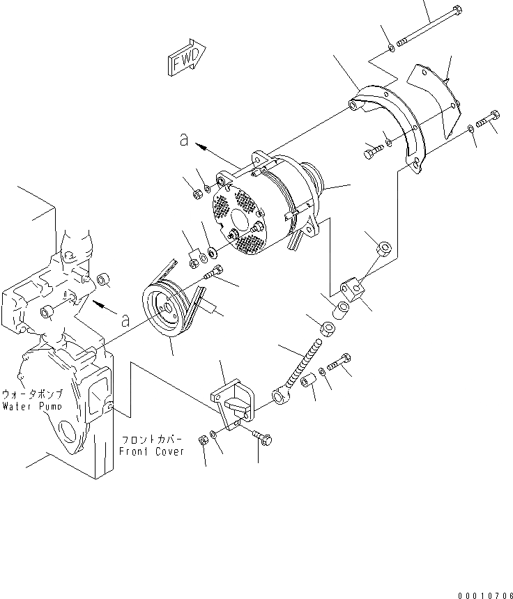 Схема запчастей Komatsu SA6D140E-3B-7 - КРЕПЛЕНИЕ ГЕНЕРАТОРА (A) (ЗАПЫЛЕНН СПЕЦ-Я.) ДВИГАТЕЛЬ