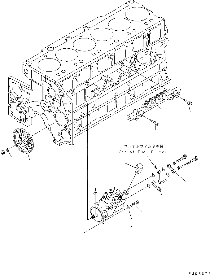 Схема запчастей Komatsu SA6D140E-3E-7 - ТОПЛИВН. НАСОС И COMMON RAIL КРЕПЛЕНИЕ ДВИГАТЕЛЬ