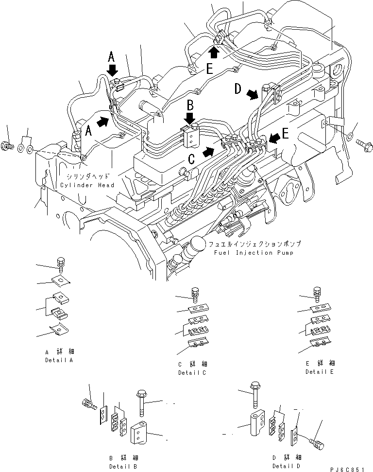 Схема запчастей Komatsu SA6D102E-1B-7C - ТРУБКИ ВПРЫСКА(№9-) ДВИГАТЕЛЬ