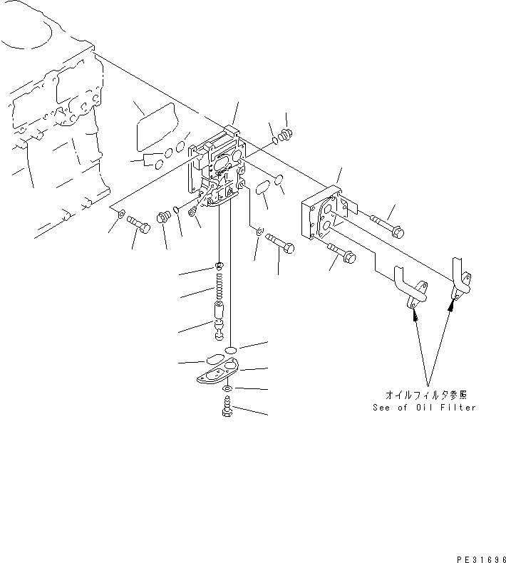 Схема запчастей Komatsu SA6D140E-2D-7 - МАСЛ. АДАПТЕР ДВИГАТЕЛЬ