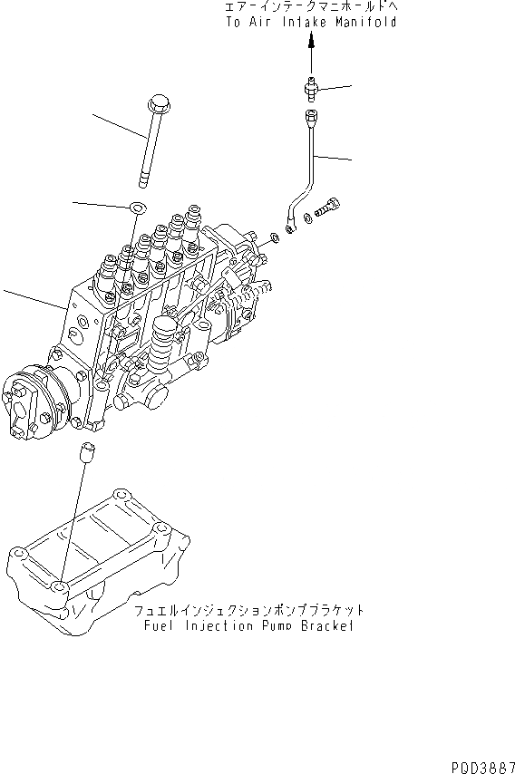 Схема запчастей Komatsu SA6D140E-2D-7 - КРЕПЛЕНИЕ ТОПЛ. НАСОСА(№7-) ДВИГАТЕЛЬ