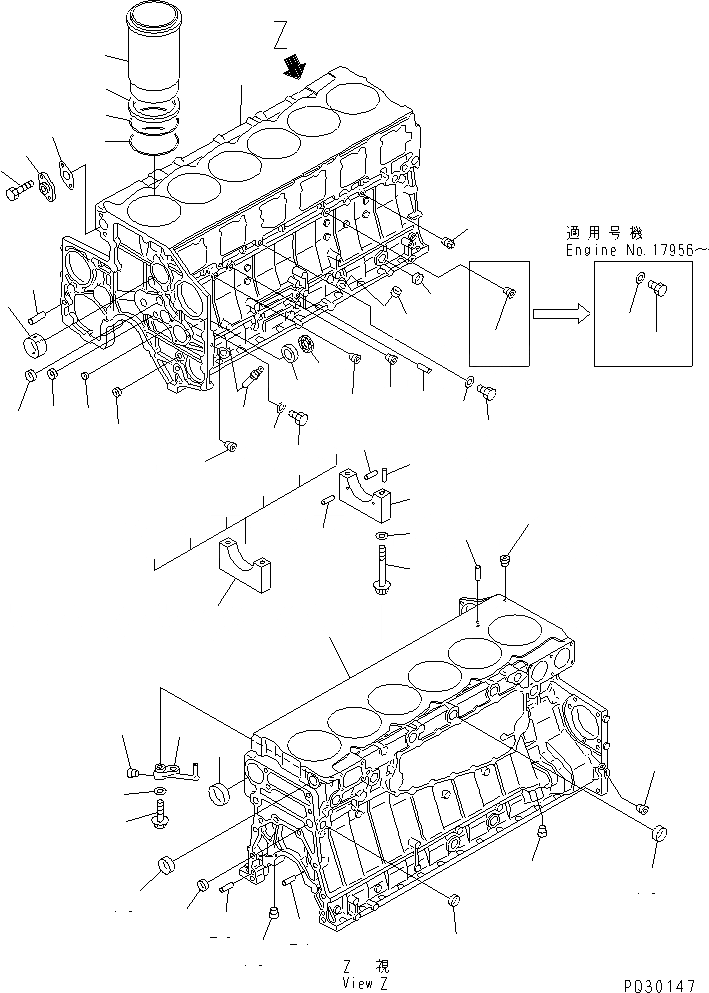 Схема запчастей Komatsu SA6D140-1EE-G - БЛОК ЦИЛИНДРОВ(№779-) ДВИГАТЕЛЬ