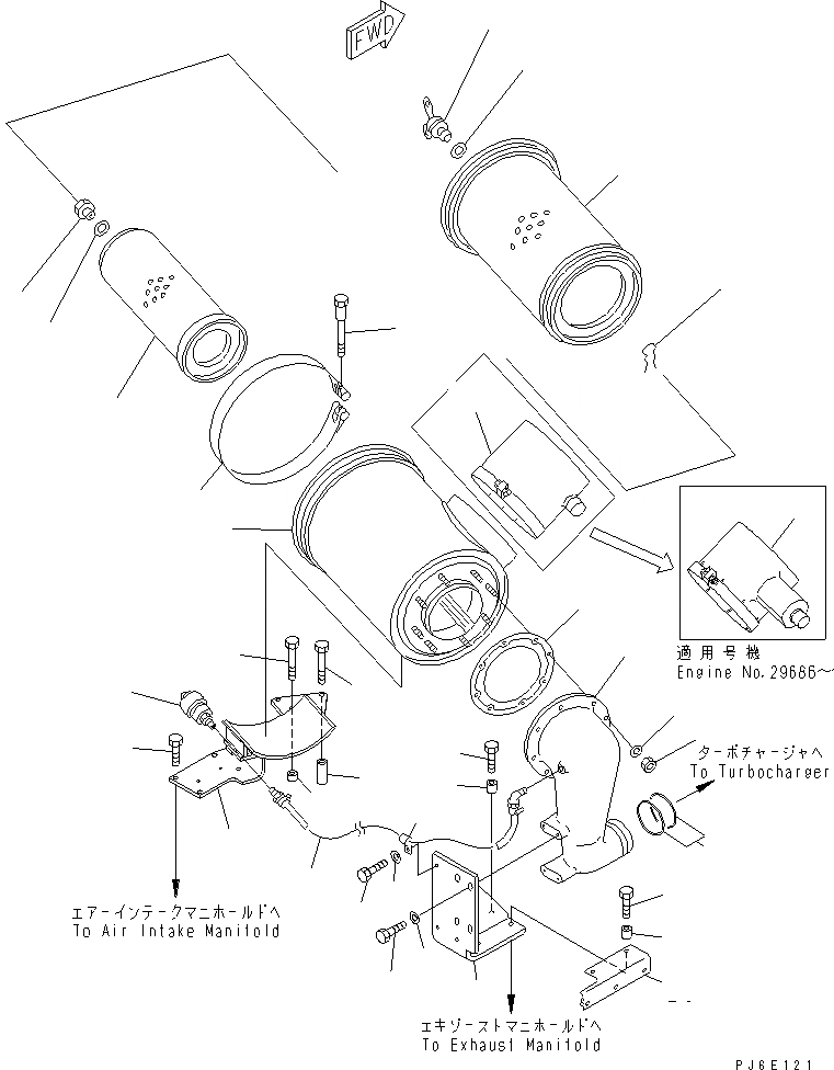 Схема запчастей Komatsu SA6D140E-2A-7 - ВОЗДУХООЧИСТИТЕЛЬ ДВИГАТЕЛЬ