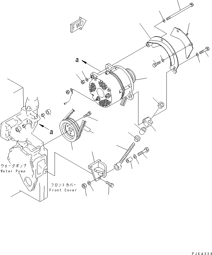 Схема запчастей Komatsu SA6D140E-2A-7 - КРЕПЛЕНИЕ ГЕНЕРАТОРА (A)(№-) ДВИГАТЕЛЬ