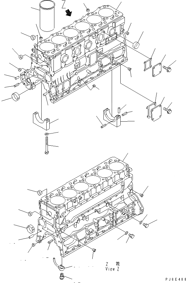 Схема запчастей Komatsu SA6D108-1D - БЛОК ЦИЛИНДРОВ(№-8) ДВИГАТЕЛЬ