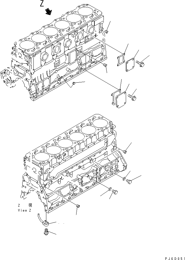 Схема запчастей Komatsu SA6D108-1D - БЛОК ЦИЛИНДРОВ MOБЛОКNG(№8-) ДВИГАТЕЛЬ