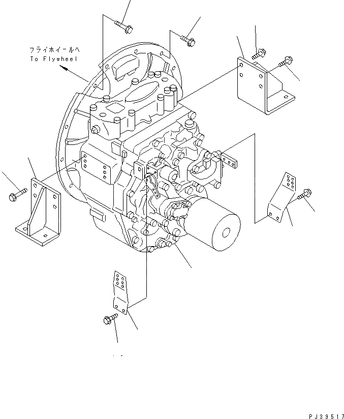 Схема запчастей Komatsu SA6D108-1D - MARINE ПРИВОД КРЕПЛЕНИЕ (MGNX-)(№-9) ДВИГАТЕЛЬ