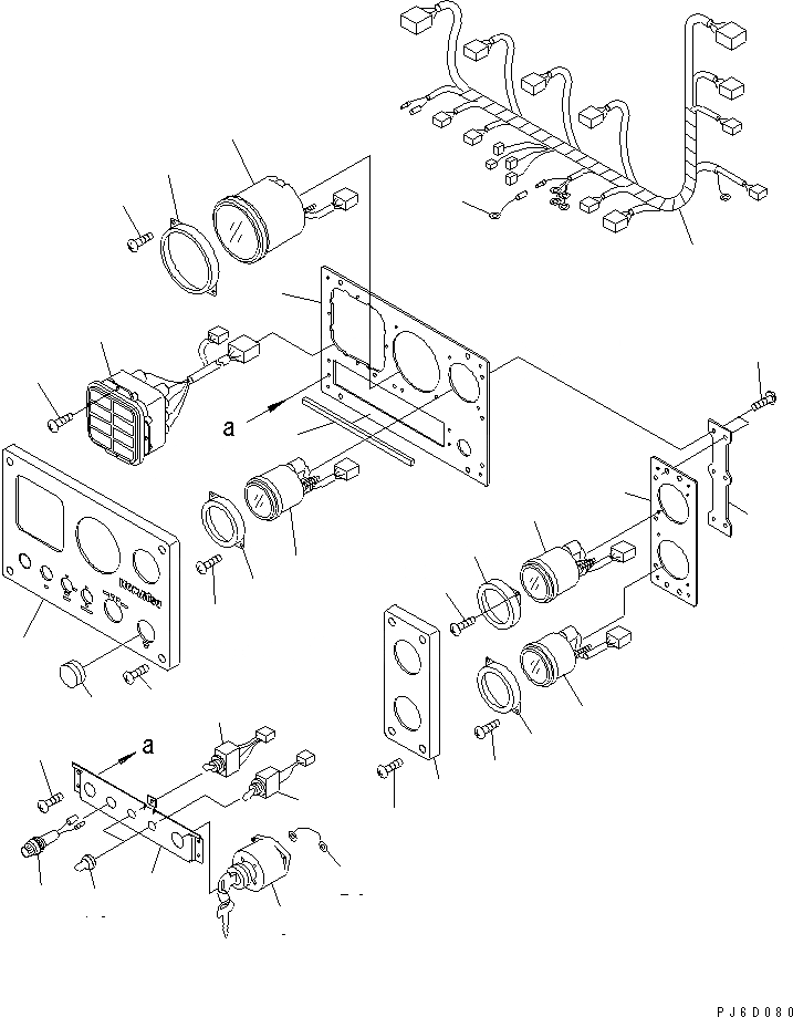 Схема запчастей Komatsu SA6D108-1D - ПАНЕЛЬ ПРИБОРОВ (С СТОП ПЕРЕКЛЮЧАТЕЛЬ)(№-) ДВИГАТЕЛЬ
