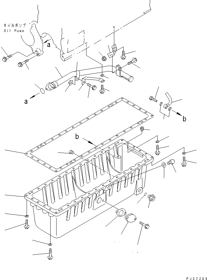 Схема запчастей Komatsu SA6D108-1B-T - МАСЛЯНЫЙ ПОДДОН И ВСАСЫВАЮЩИЙ ПАТРУБОК(№-) ДВИГАТЕЛЬ