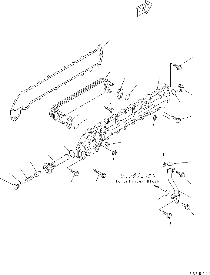 Схема запчастей Komatsu SA6D108E-2A-H7 - МАСЛООХЛАДИТЕЛЬ (ДЛЯ ERECTRICAL РЕГУЛЯТОР)(№-) ДВИГАТЕЛЬ