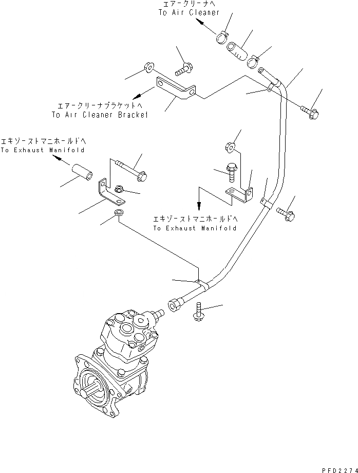 Схема запчастей Komatsu SA6D108E-2A-H7 - ЛИНИЯ КОМПРЕССОРА (ВОЗД.)(№-) ДВИГАТЕЛЬ