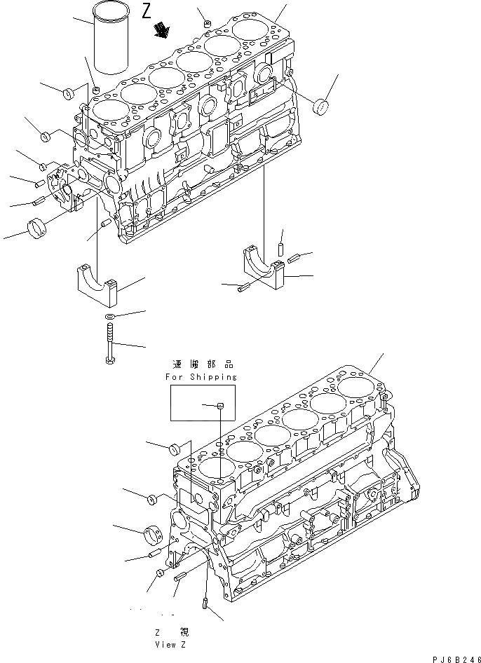 Схема запчастей Komatsu SA6D108E-2A-S7 - БЛОК ЦИЛИНДРОВ(№98-) ДВИГАТЕЛЬ