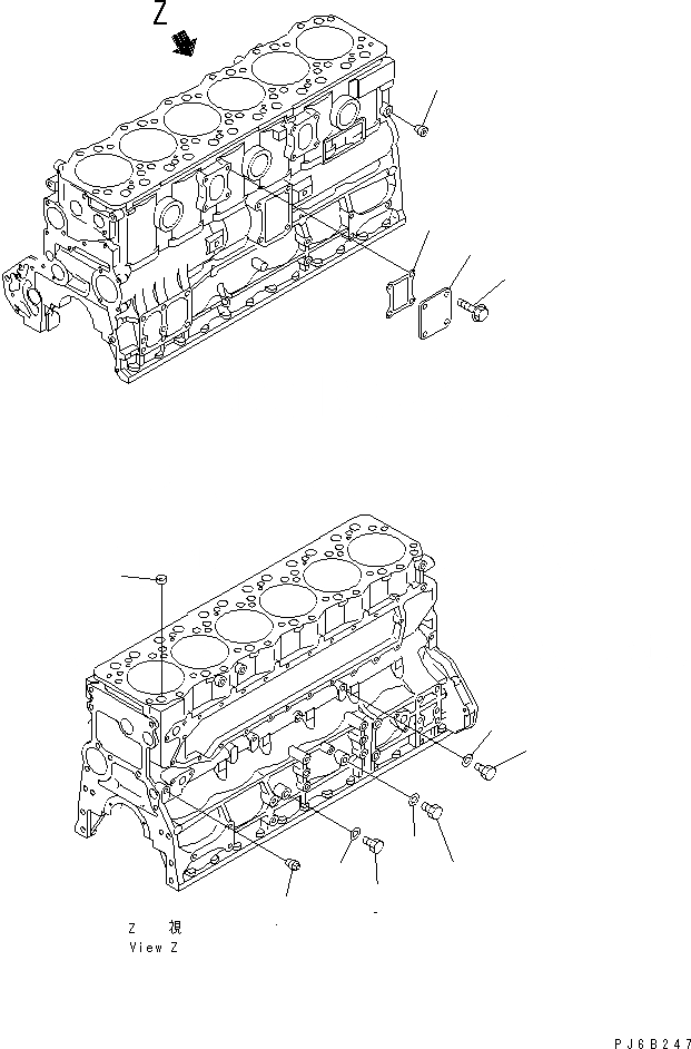 Схема запчастей Komatsu SA6D108E-2A-S7 - БЛОК ЦИЛИНДРОВ BLIND ЗАГЛУШКА (ДЛЯ МЕХАНИЧ. РЕГУЛИР.)(№9-) ДВИГАТЕЛЬ