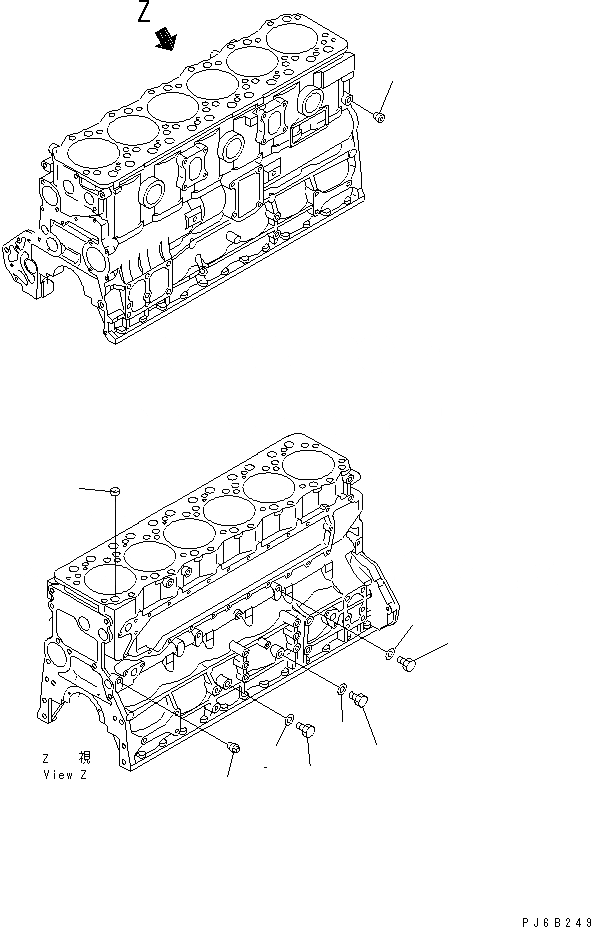 Схема запчастей Komatsu SA6D108E-2A-S7 - БЛОК ЦИЛИНДРОВ BLIND ЗАГЛУШКА (ДЛЯ МЕХАНИЧ. РЕГУЛИР.) (С КОМПРЕССОР)(№9-) ДВИГАТЕЛЬ