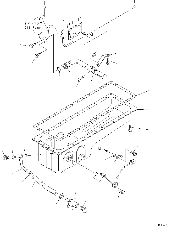 Схема запчастей Komatsu SA6D108E-2A-S7 - МАСЛЯНЫЙ ПОДДОН И ВСАСЫВАЮЩИЙ ПАТРУБОК(№-) ДВИГАТЕЛЬ