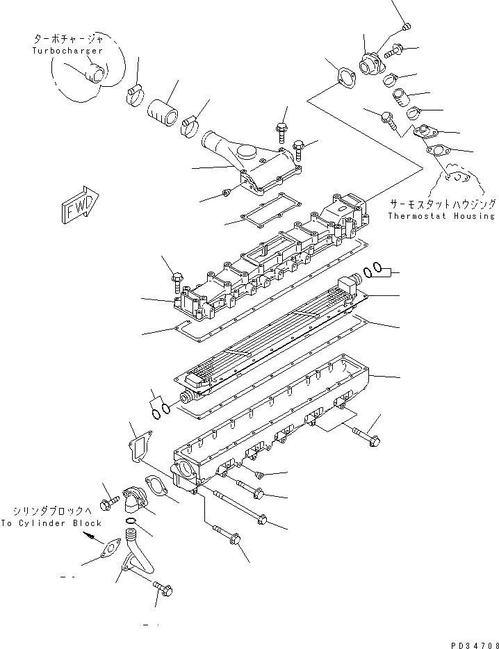 Схема запчастей Komatsu SA6D108E-2A-N7 - ТРУБОПРОВОД ВПУСКА ВОЗДУХА (ДЛЯ МЕХАНИЧ. РЕГУЛИР.)(№7-99) ДВИГАТЕЛЬ