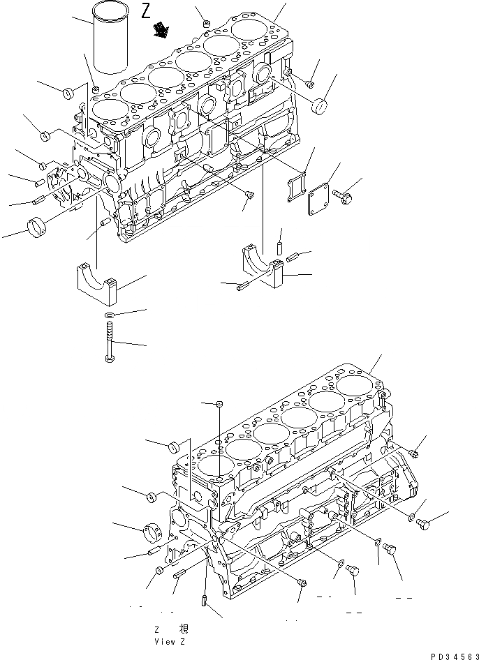 Схема запчастей Komatsu SA6D108E-2A-N7 - БЛОК ЦИЛИНДРОВ (ДЛЯ МЕХАНИЧ. РЕГУЛИР.)(№7-98) ДВИГАТЕЛЬ