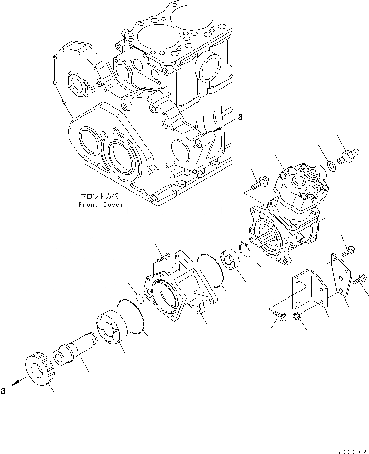 Схема запчастей Komatsu SA6D108E-2A-N7 - КРЕПЛЕНИЕ КОНДИЦИОНЕРА(№-) ДВИГАТЕЛЬ