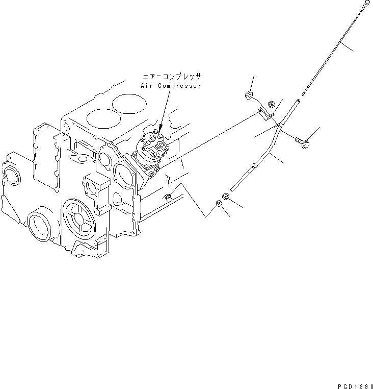 Схема запчастей Komatsu SA6D140-2A-G - МАСЛ. ЩУП (ДЛЯ ПЕРЕДН. ДВИГАТЕЛЬ)(№9-) ДВИГАТЕЛЬ