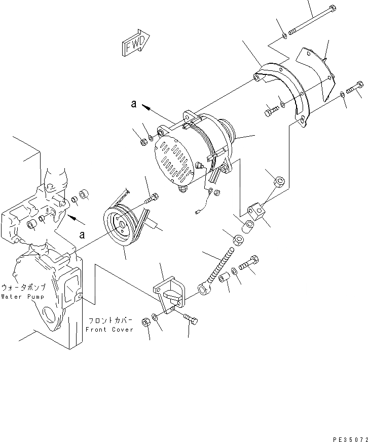 Схема запчастей Komatsu SA6D140-2A-G - КРЕПЛЕНИЕ ГЕНЕРАТОРА (A) (INJURY FROM SALT МЕСТН. СПЕЦ-Я.)(№88-) ДВИГАТЕЛЬ