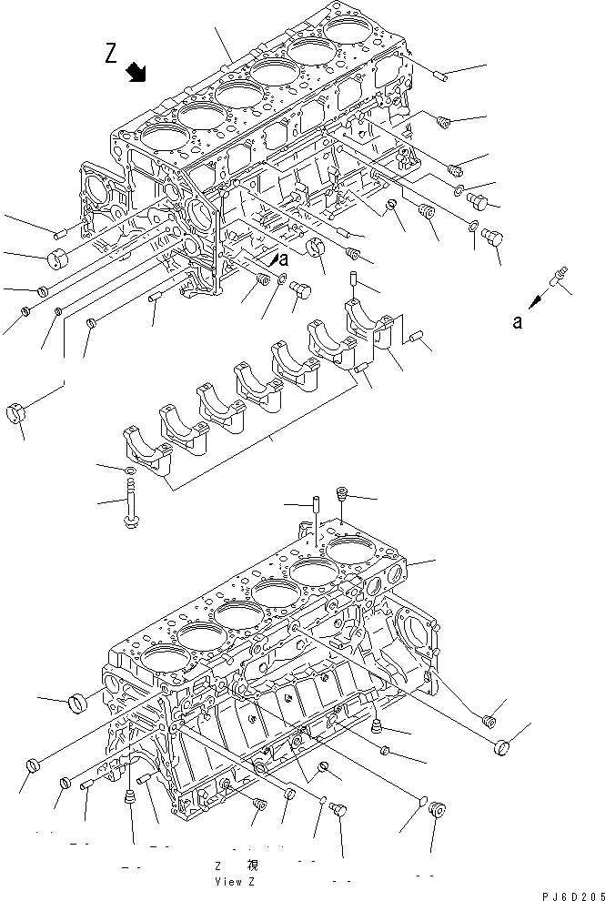 Схема запчастей Komatsu SA6D140-2B-G - БЛОК ЦИЛИНДРОВ (/) (ДЛЯ ЗАДН. ДВИГАТЕЛЬ)(№9-8) ДВИГАТЕЛЬ