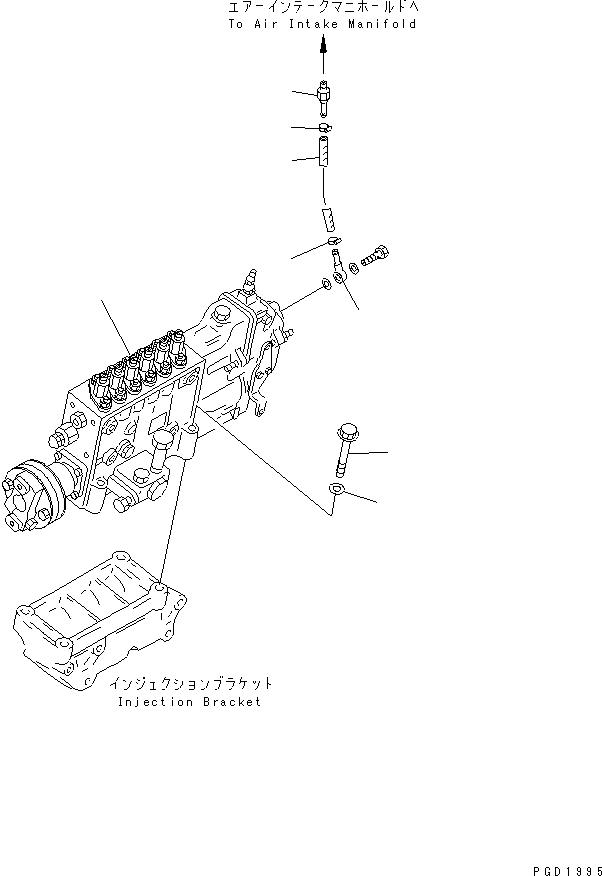 Схема запчастей Komatsu SA6D140-2B-G - КРЕПЛЕНИЕ ТОПЛ. НАСОСА(№9-) ДВИГАТЕЛЬ