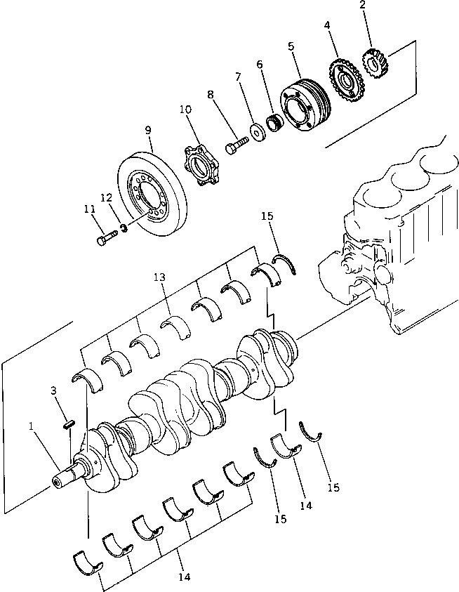 Схема запчастей Komatsu SA6D110-1A - CRANK ВАЛ БЛОК ЦИЛИНДРОВ