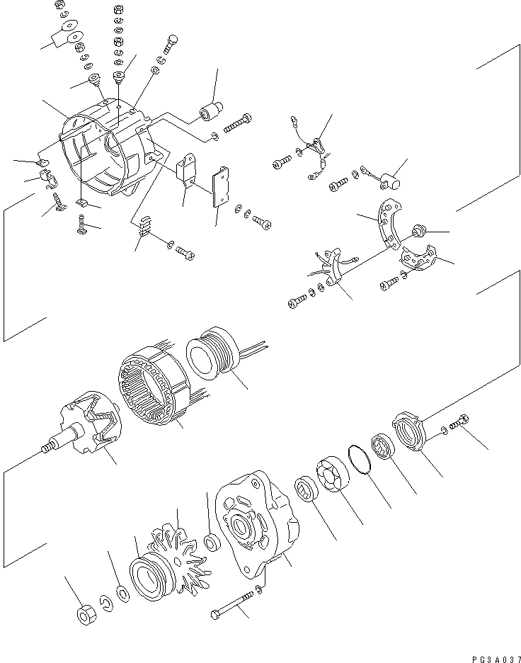 Схема запчастей Komatsu SA6D110-1V - ГЕНЕРАТОР (A) (С ЗАКАЛЕННЫМ ШКИВОМ) ЭЛЕКТРИКА