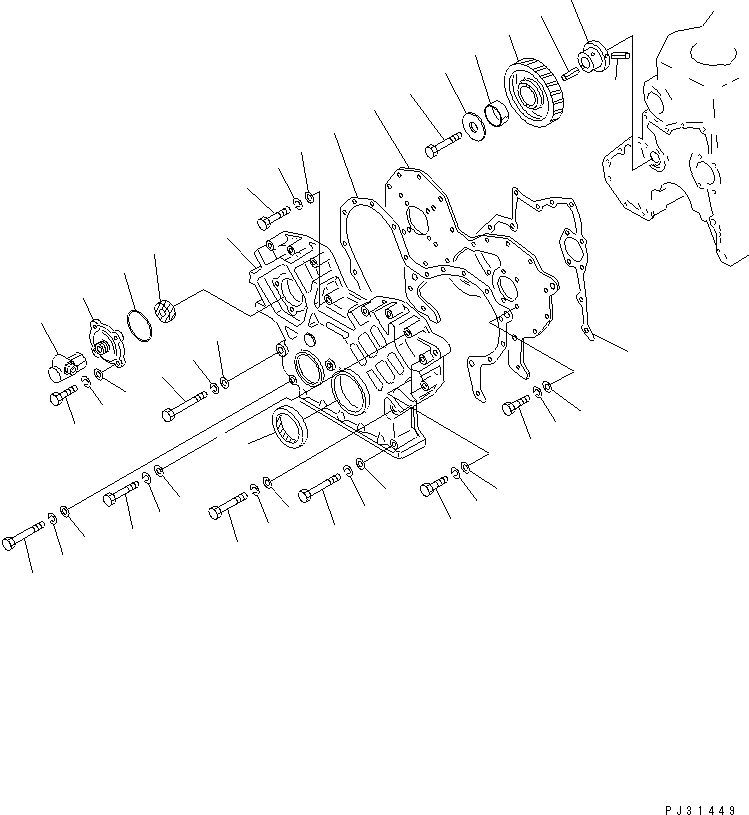 Схема запчастей Komatsu SA6D110-1P-B - ПЕРЕДН. КРЫШКАAND ПРИВОД БЛОК ЦИЛИНДРОВ