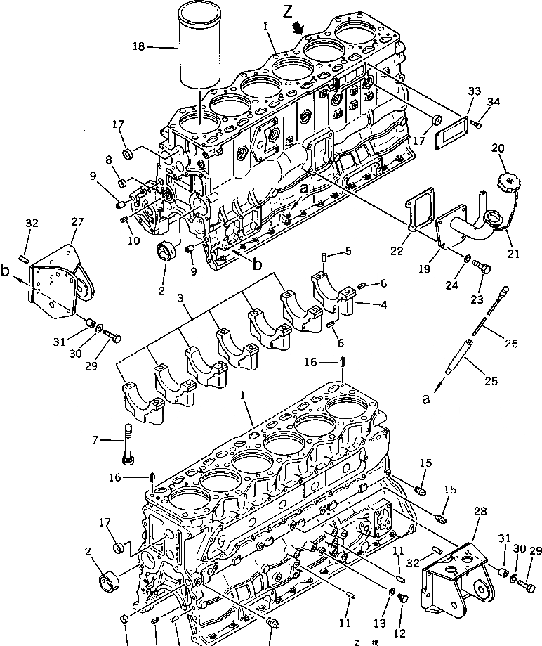 Схема запчастей Komatsu SA6D110-1F - БЛОК ЦИЛИНДРОВ(№9-) БЛОК ЦИЛИНДРОВ