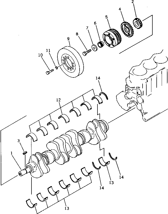 Схема запчастей Komatsu SA6D110-1F - CRANK ВАЛ БЛОК ЦИЛИНДРОВ