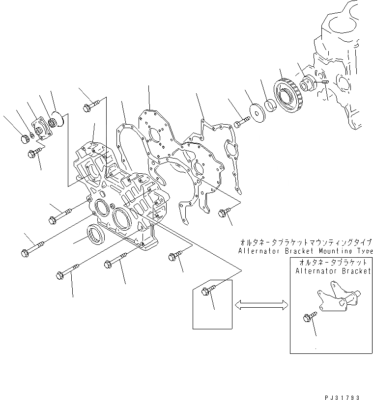 Схема запчастей Komatsu SA6D110-1R - ПЕРЕДН. КРЫШКАAND ПРИВОД(№8-) БЛОК ЦИЛИНДРОВ