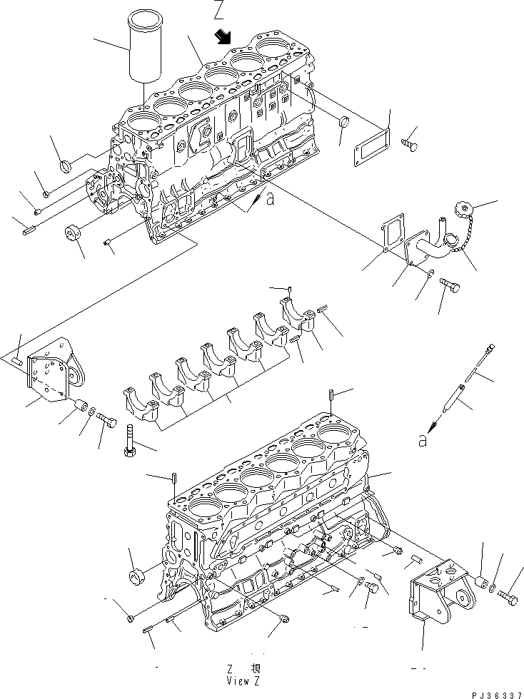 Схема запчастей Komatsu SA6D110-1F - БЛОК ЦИЛИНДРОВ(№9-) БЛОК ЦИЛИНДРОВ