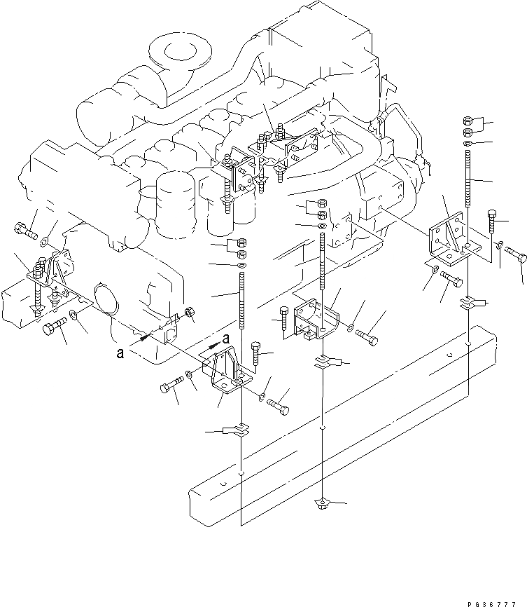 Схема запчастей Komatsu SA6D117-1W - MARINE КРЕПЛЕНИЕ ДВИГАТЕЛЯ (M-T) MARINE ПРИВОД КОМПОНЕНТЫ